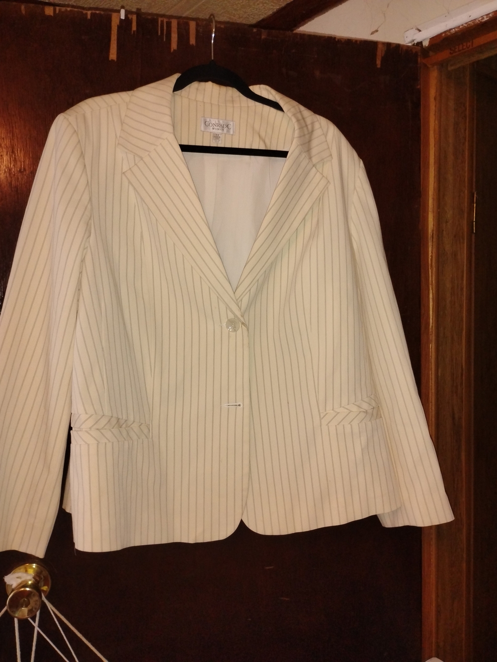 Chelsea & Theodore Ivory Pinstripe Blazer